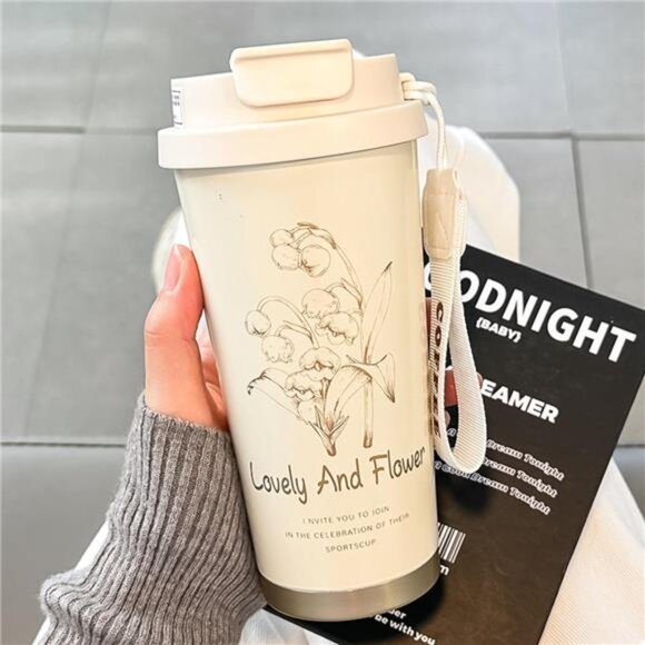 Lovely and Flower Aesthetic Tumbler with Straw - Picture 2 of 9